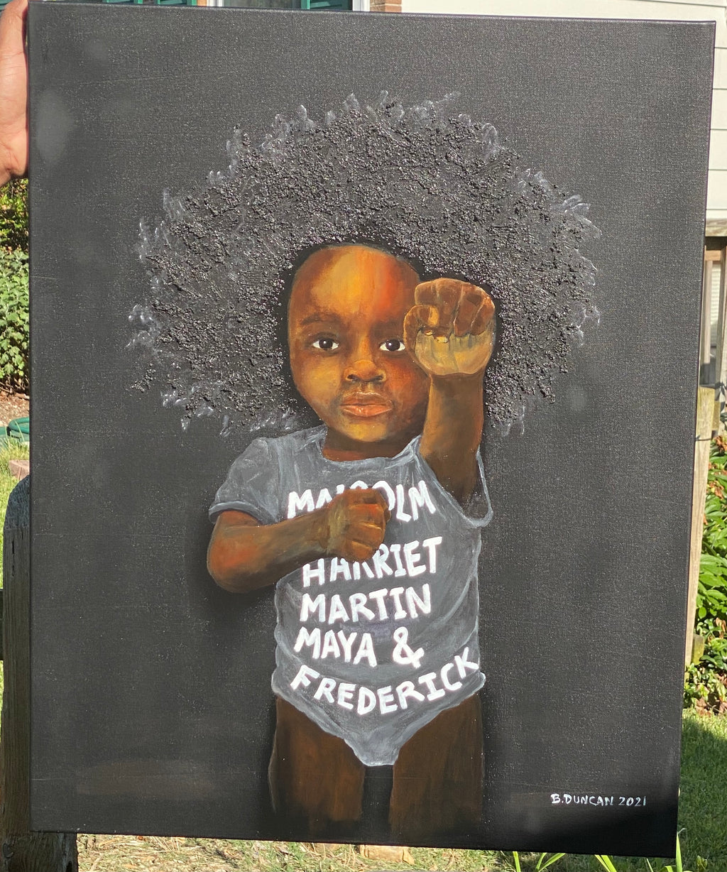 Afro Baby Print 19x24 stretched Linen 450 gsm Canvas (Premium)